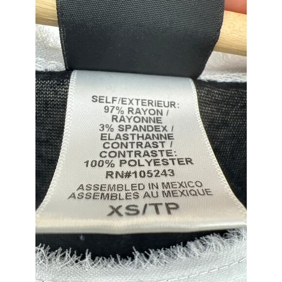 Bobeau XS Black Burnout White Fringe Tee Shirt T-Shirt Short Sleeve - Picture 8 of 9